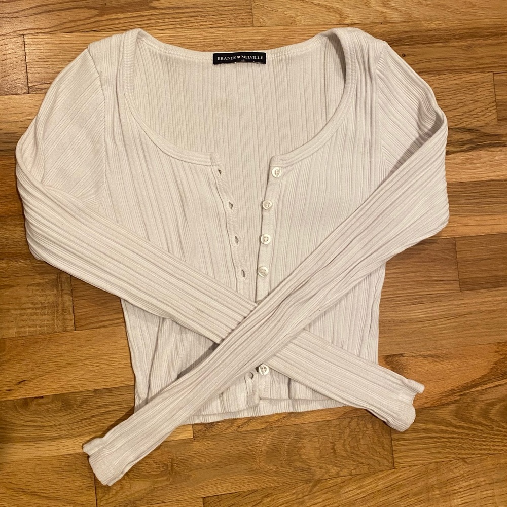 Brandy Melville white long sleeve Zelly top